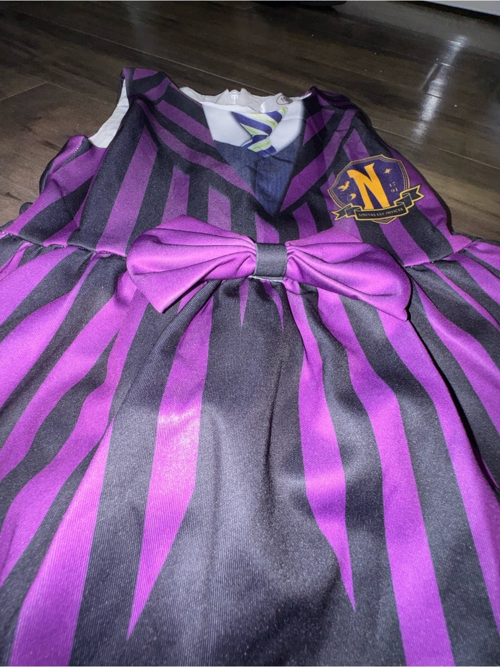 Wednesday Addams Nevermore Academy Uniform Costume Dress Girls 3T 4T Purple - Picture 7 of 7